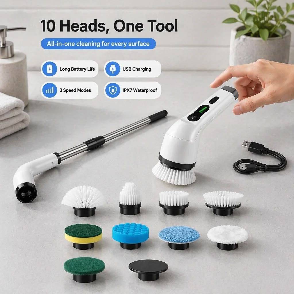 Scrub Mate™ Electric Spin Scrubber – White